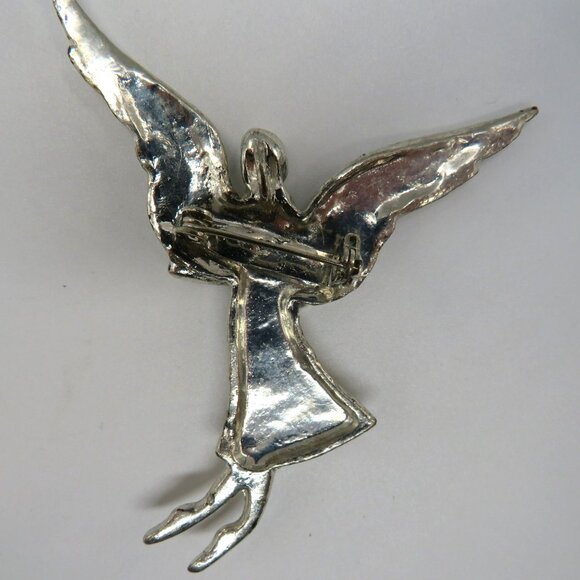 Angel Brooch You Are Loved 2.5" Silver Tone Pin Guardian Heavenly Religious - Picture 9 of 11